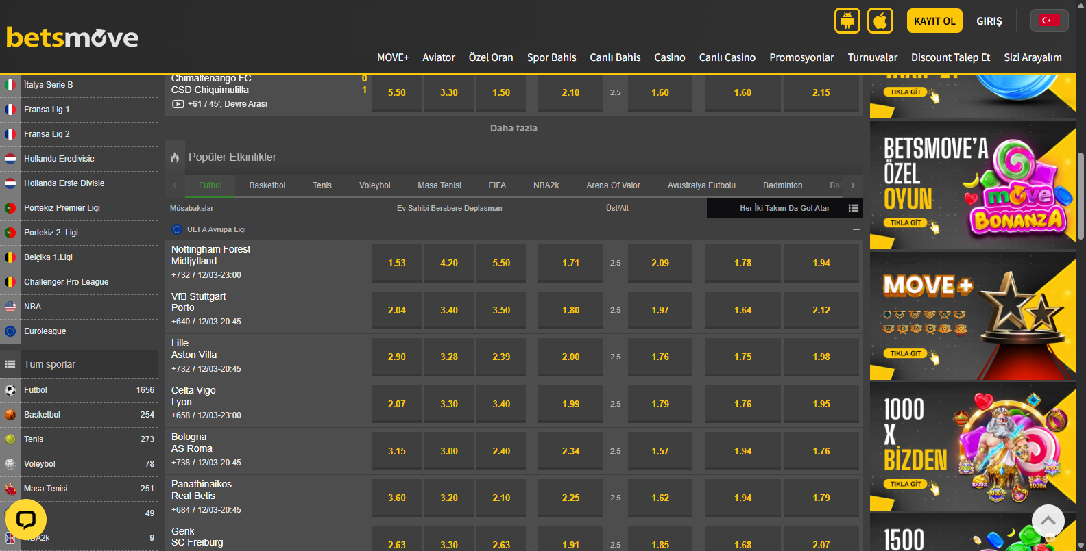 Betsmove Casino Oyunları