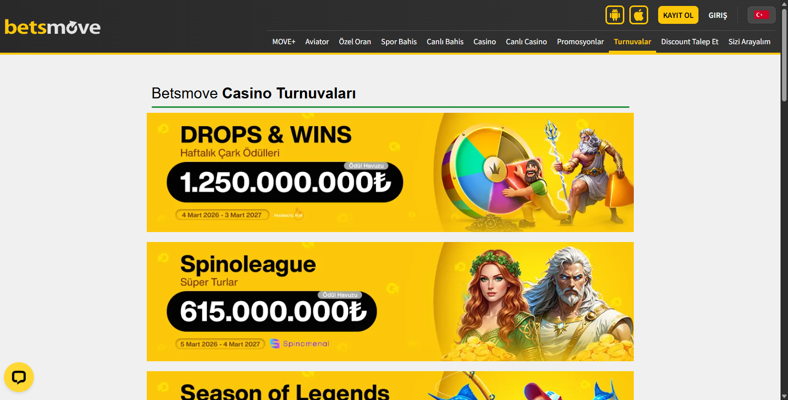 Betsmove Casino Oyunları