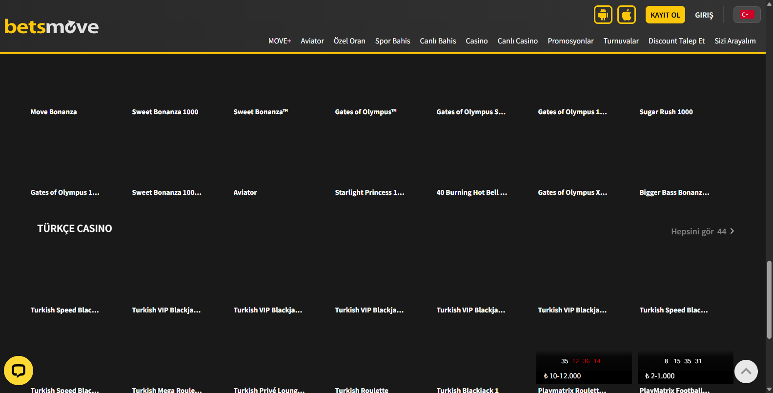 Betsmove Yatırım Bonusları